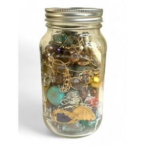 Modern Mixed Jewelry Lot Colorful Jewelry Jar Wearable Good Condition Variety